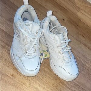 New Balance White Leather Athletic Sneakers